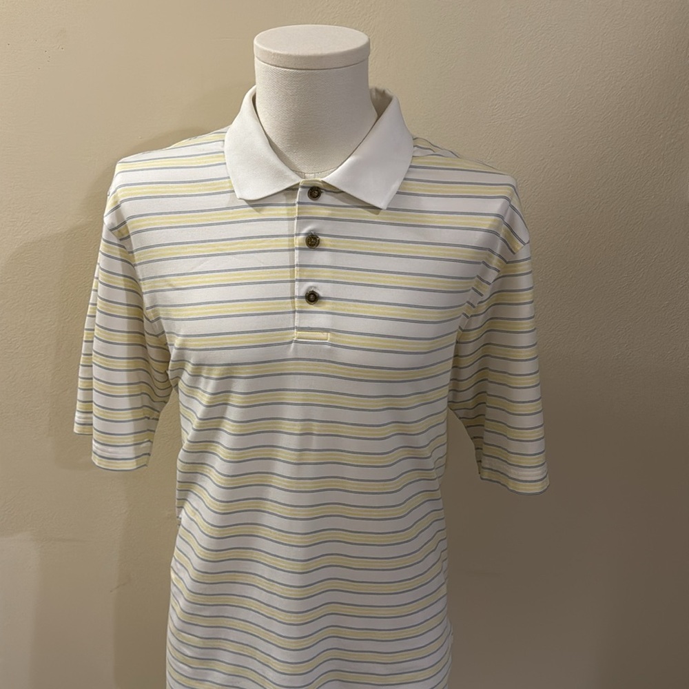 Pebble Beach performance L yellow, white and grey stripe